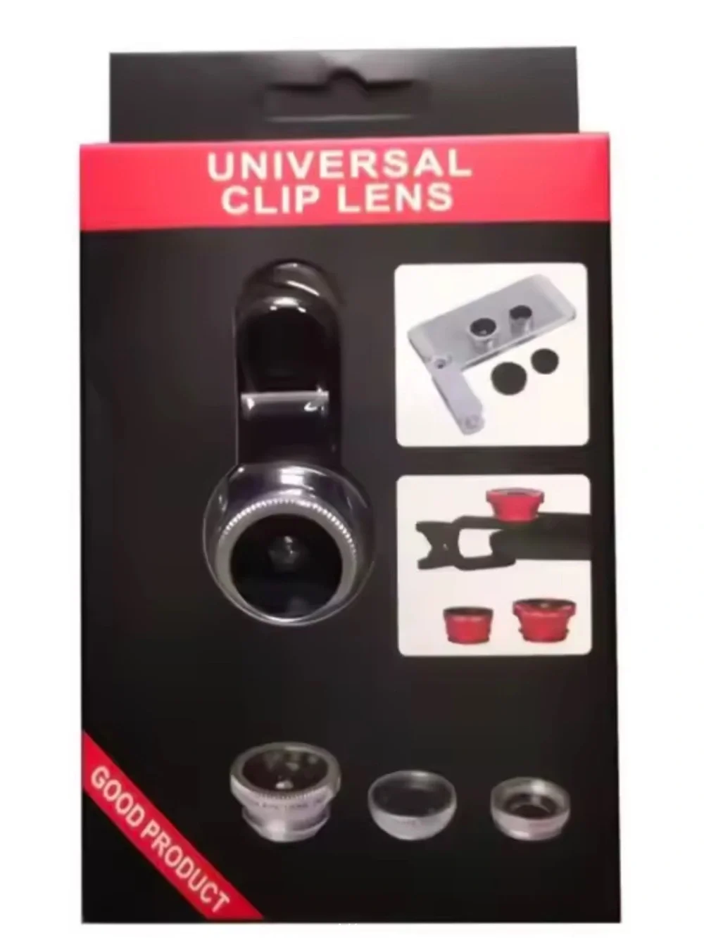 3 in 1 Clip Camera Lens Kit 180° Fish Eye +0.67X Wide Angle + Macro Lens Phone L